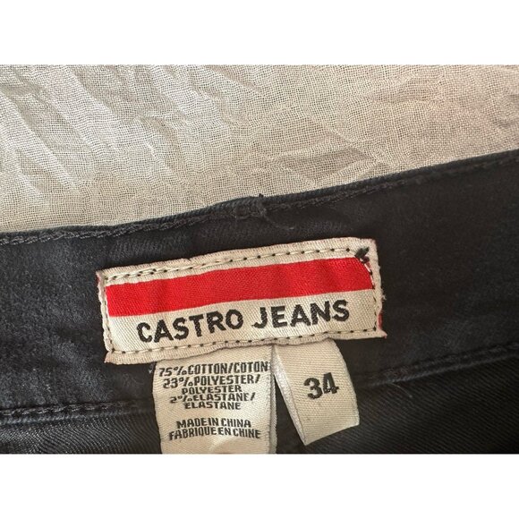 🌵4/$25 Castro Moses Skinny Men's Size 34 Jeans Black Denim Stretch - Picture 3 of 11